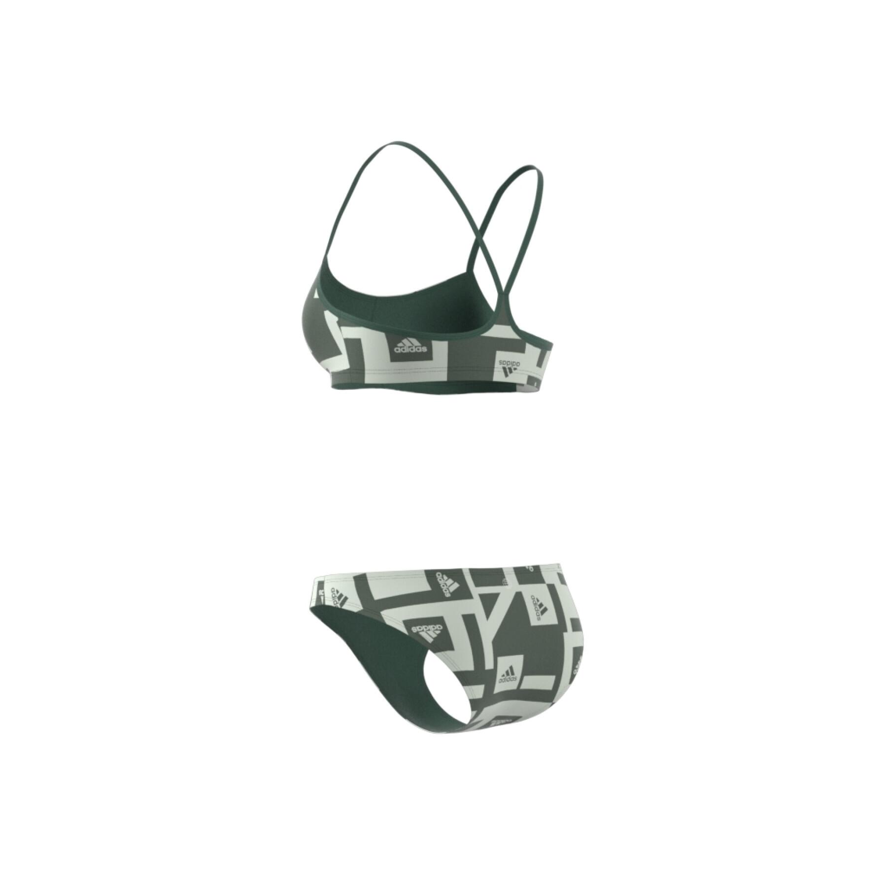 Badeanzug, zweiteilig, grafisch, mit Logo, Frau adidas