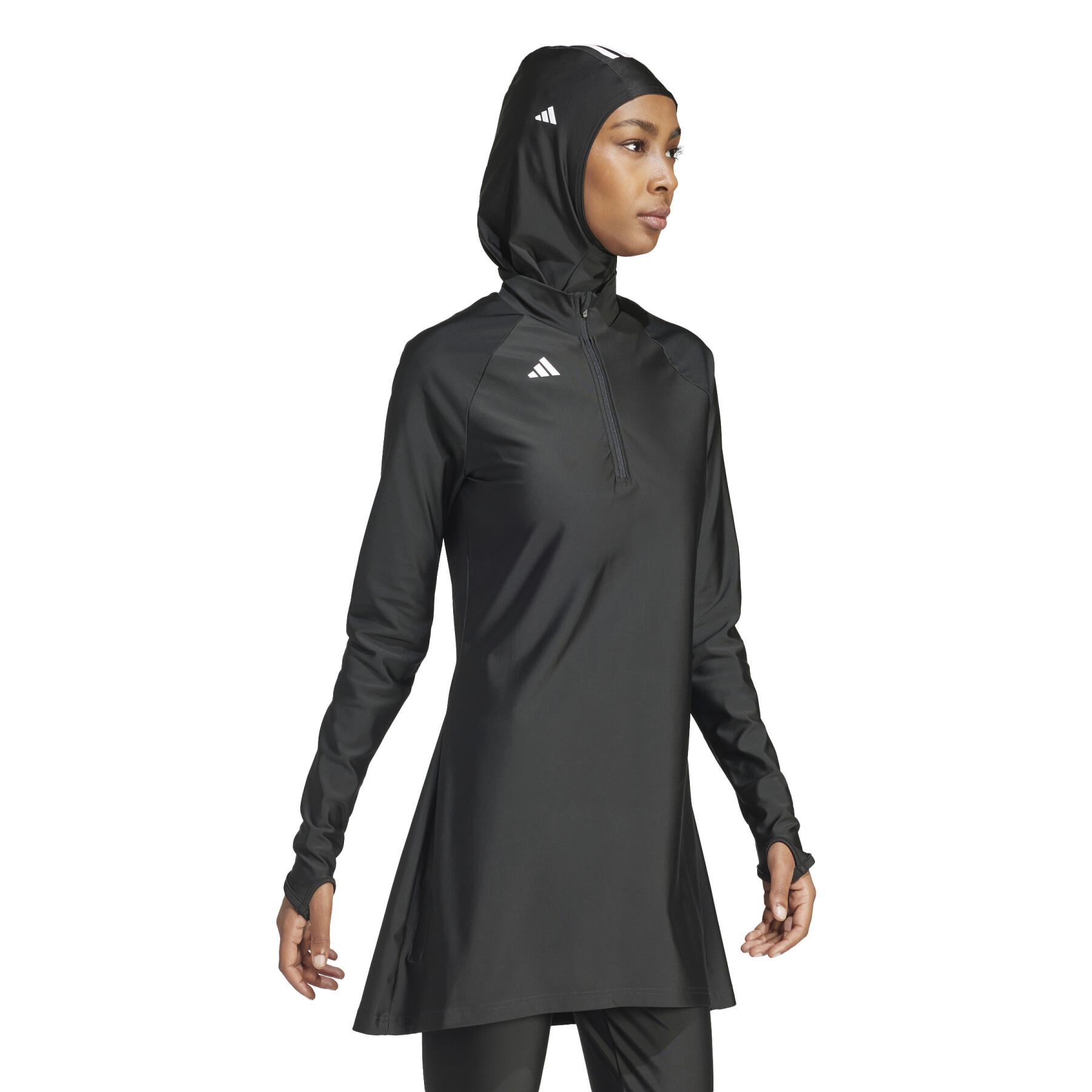 Damen-Schwimmtunika mit langen Ärmeln adidas 3 Stripes
